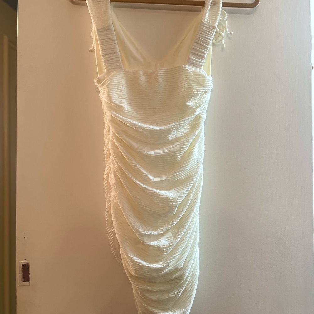 Elegant Cream Ruched Dress